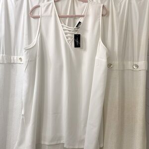 Lane Bryant size 24 long white cami tank blouse NWT
